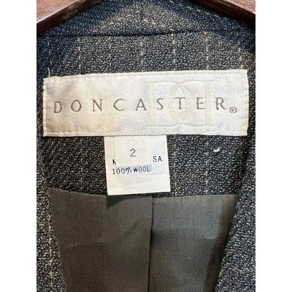 Doncaster VTG 90s‎ Long Gray Pinstripe Wool Skirt Suit sz 2 - Picture 2 of 6